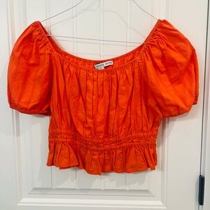 HYFVE Vibrant Orange Off-Shoulder Blouse